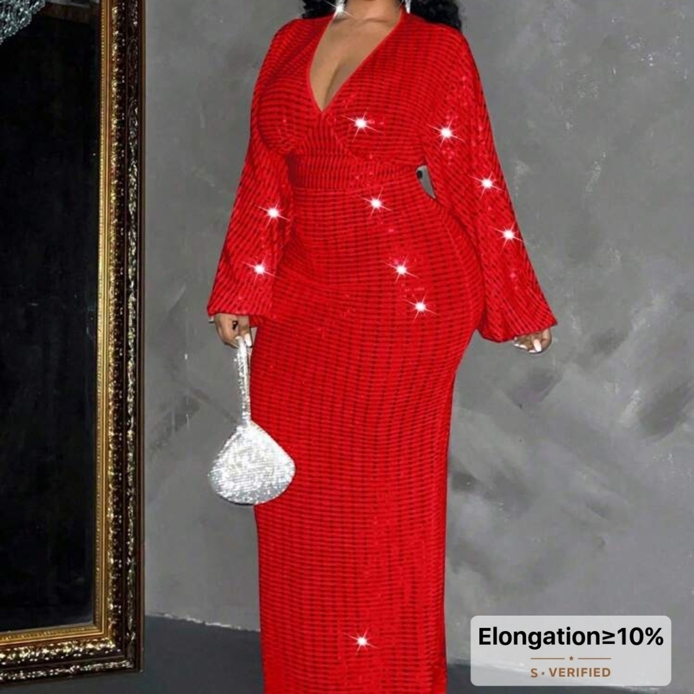 SHEIN Red Long Sleeve Dress